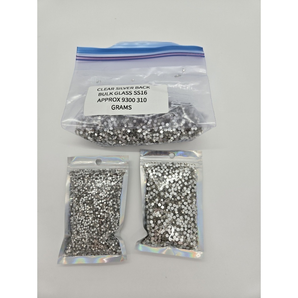 Clear Silver back SS16 and SS8 Glass Flatback Rhinestones Non Hotfix Bulk lot